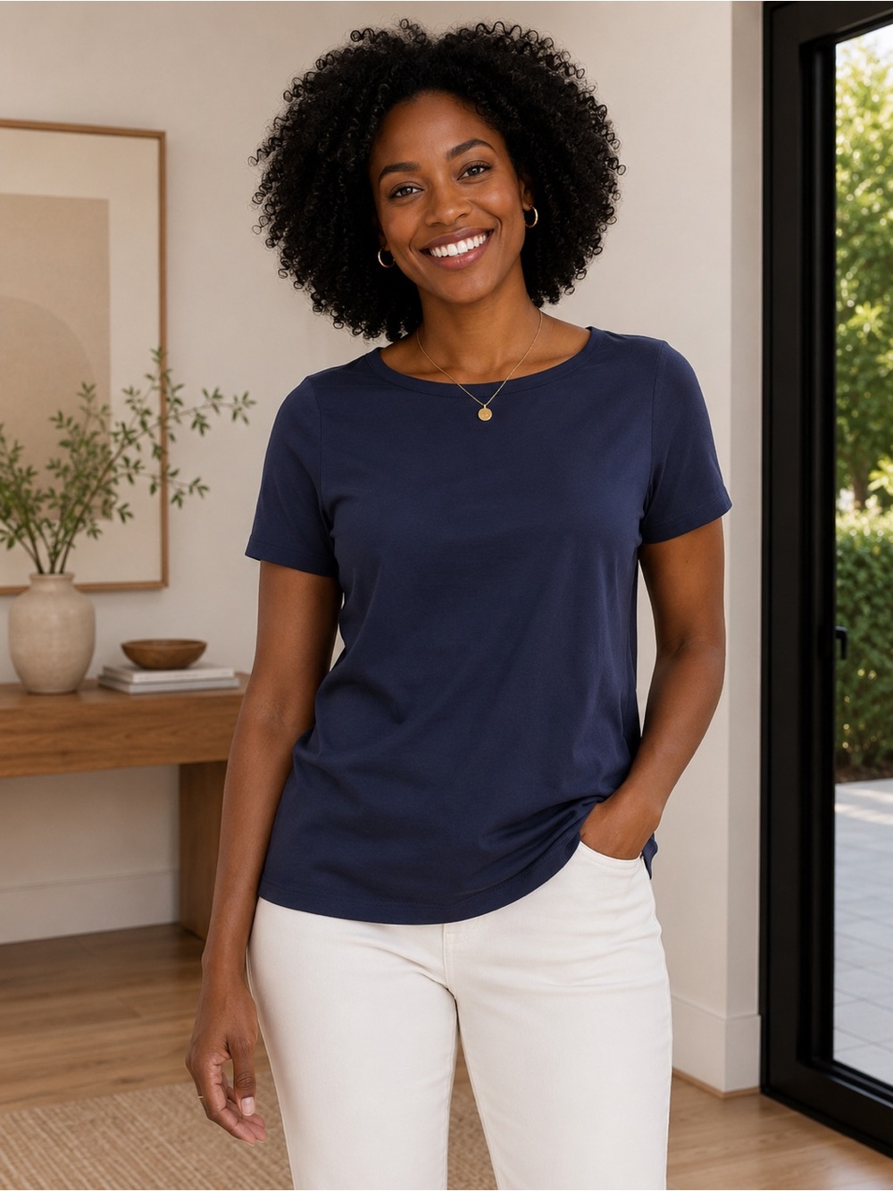 CHICOS Navy Blue Top Size 1